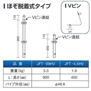 ファステック　支柱900(ホゾ脱着式)　JFT-09HV